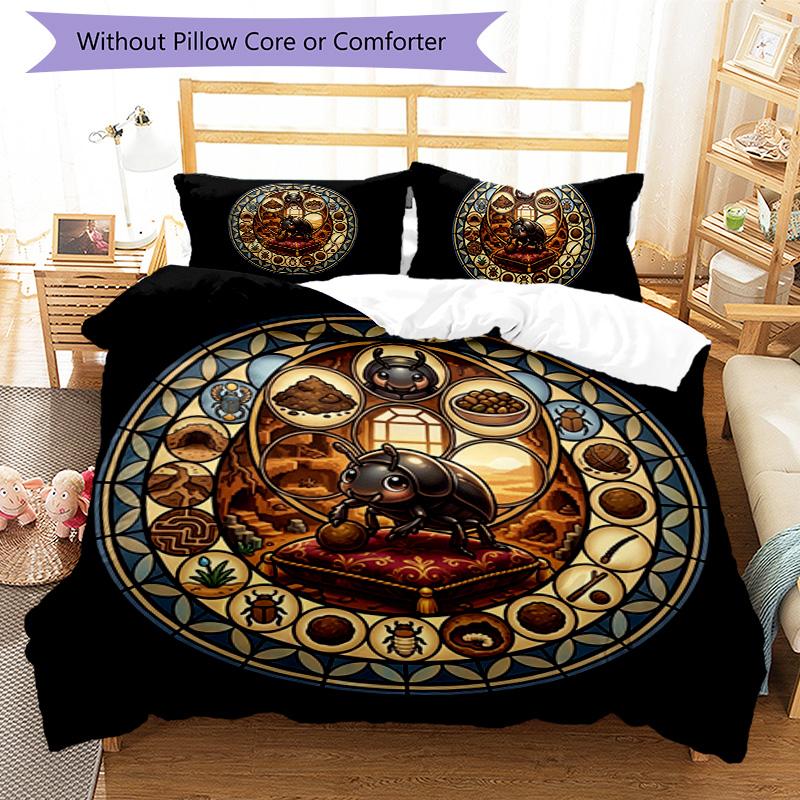 Beetle Life Cycle Pattern Bedding,Quilt Set Quilt Cover Pillowcase Home Birthday Gift (1*duvet cover+2*pillowcase,without core)