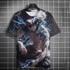 Мужская уличная хип-хоп многоцветная повседневная с коротким рукавом удобная модная дышащая 3D-печать с изображением персонажей аниме HD