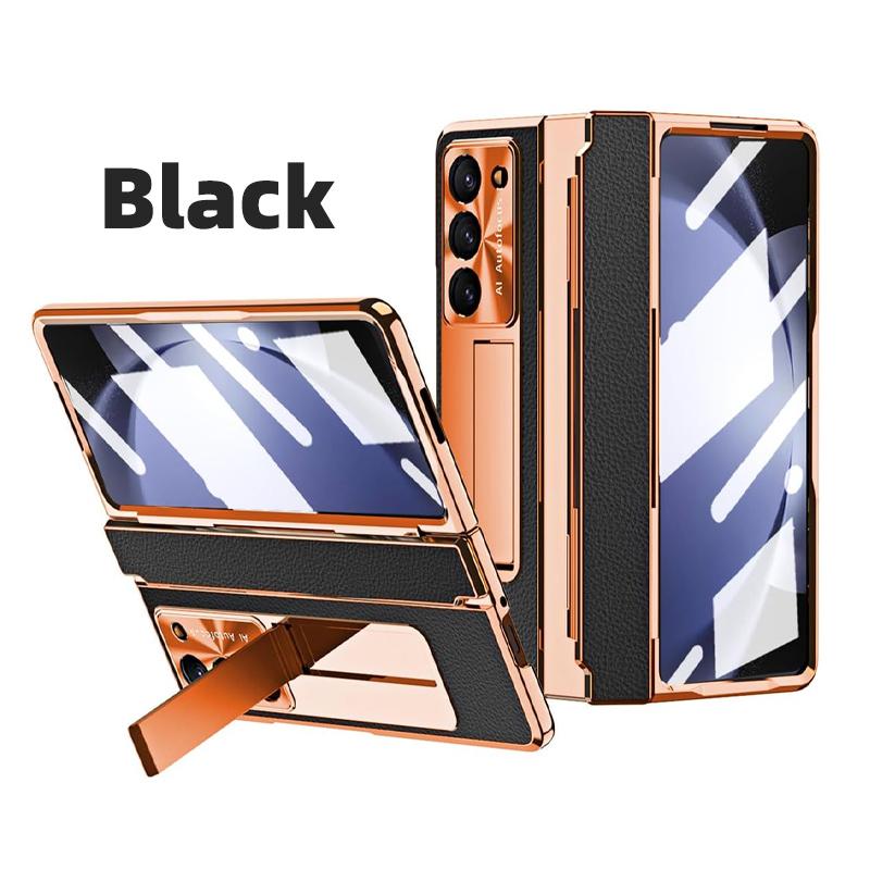 Для Samsung Galaxy Z Fold 8 7 6 5 4 3 Чехол Покрытие Кожа Подставка Складной 8 Плоский Шарнир Чехол с Передней Стеклянной Пленкой Защитный Чехол