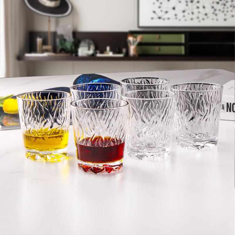 Flavinmci Carved Transparent Flame Whiskey Glasses, Set of 6