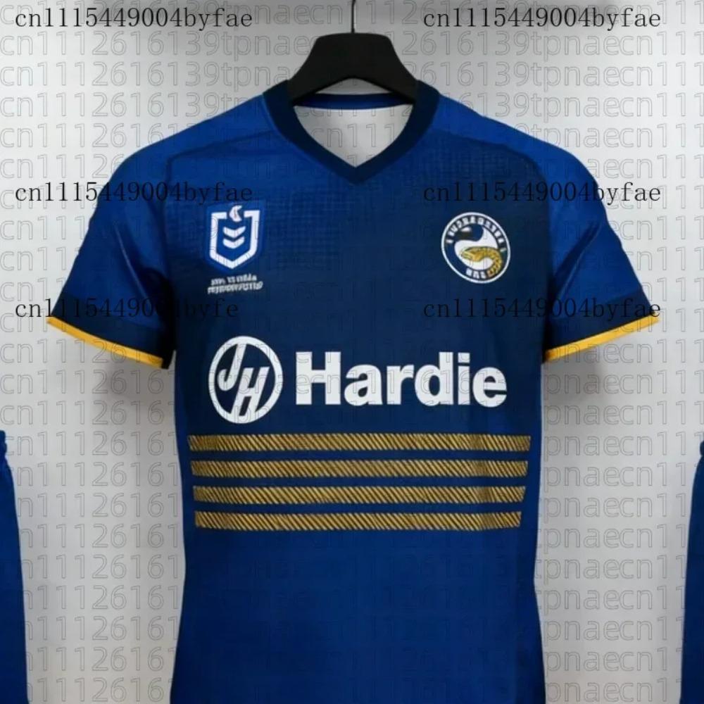 Летняя дышащая тренировочная футболка Parramatta Eels 1947 Heritage! Сине-желтые переплетенные полосы Унисекс Семейная Детская Футболка Топ