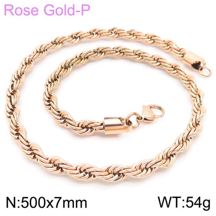 Durable Stainless Steel Rope Chain Necklace - Multi-Size, Titanium Steel for Men and Women