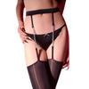 2024 Aurora Women's Shiny Black Silk Stockings with Diamond Chain - Large Size Sexy Romper with Thin Suspender Straps