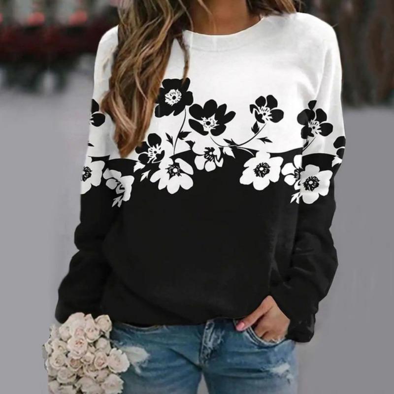 Women's Long Sleeve Tops 3d Cute Printed Black Long Sleeve T-shirts & Blouse Autumn Winter Female Clothing 2024 Women Sweashirts