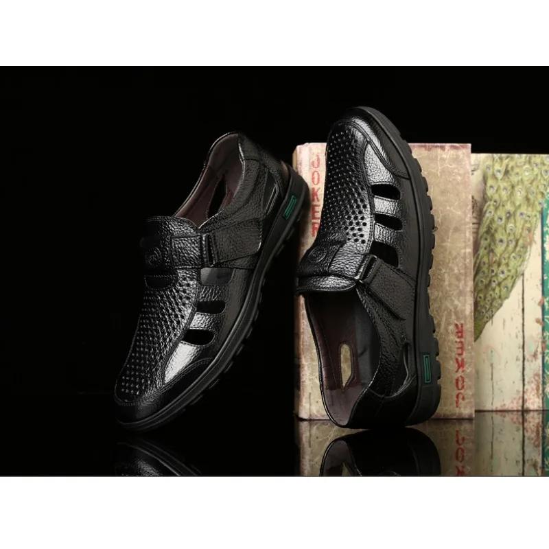 Классические сандалии из коровьей кожи высокого качества, летние уличные мужские сандалии ручной работы, модные удобные мужские пляжные туфли из полой кожи