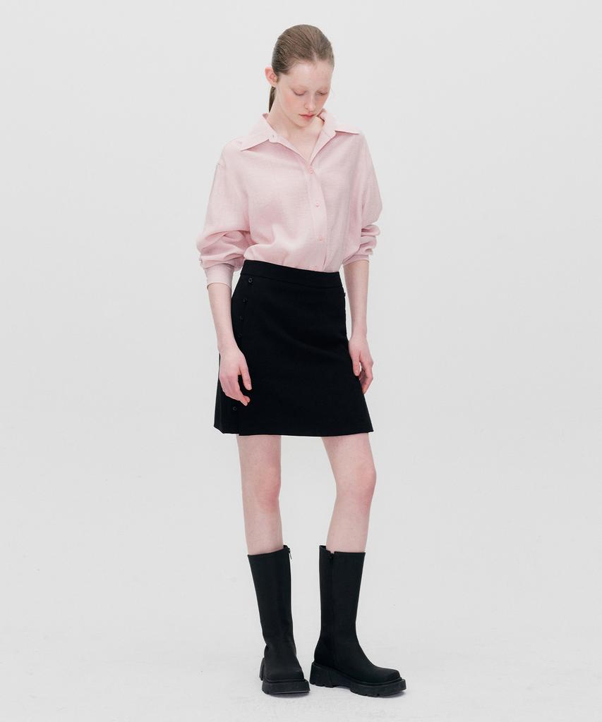 Rie Side Buttoned Mini Skirt