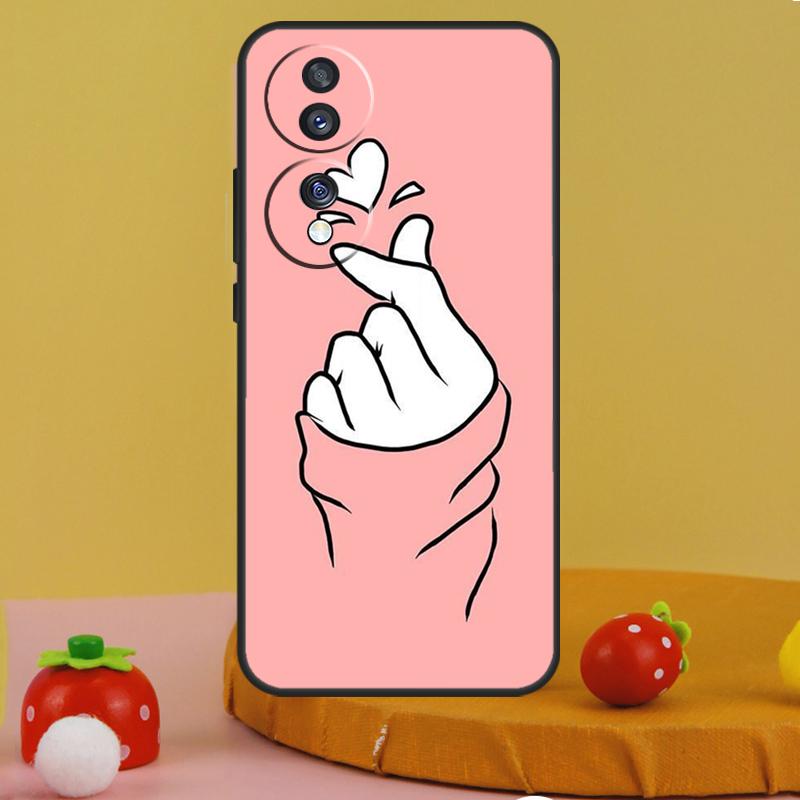 Корейский чехол с жестом 'сердце пальцами' для Honor 200 Magic 5 6 Pro X9c X9a X8a X7a X6a X7 X8 X9 X8b X9b 50 70 90 Lite