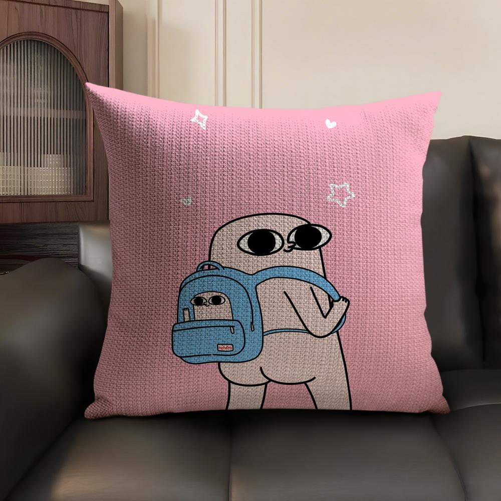 FUNNY Cartoon KKETNIPZ Cushion Cover Natural Linen Organic Fabric DoubleSided Printing Sofa Home Decor Gift Pillow Case
