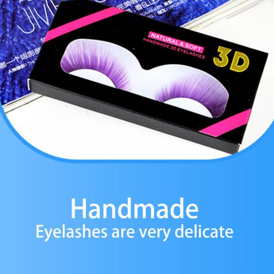 1 пара 3D цветных ресниц Мягкие пушистые ресницы из искусственного волокна 9 мм Наращивание ресниц с насыщенными цветами Хэллоуин Рождество Косплей Макияж Поддельный