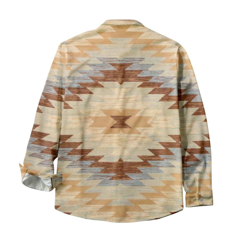 Мужская модная повседневная куртка-кардиган с длинными рукавами на пуговицах и этническим принтом