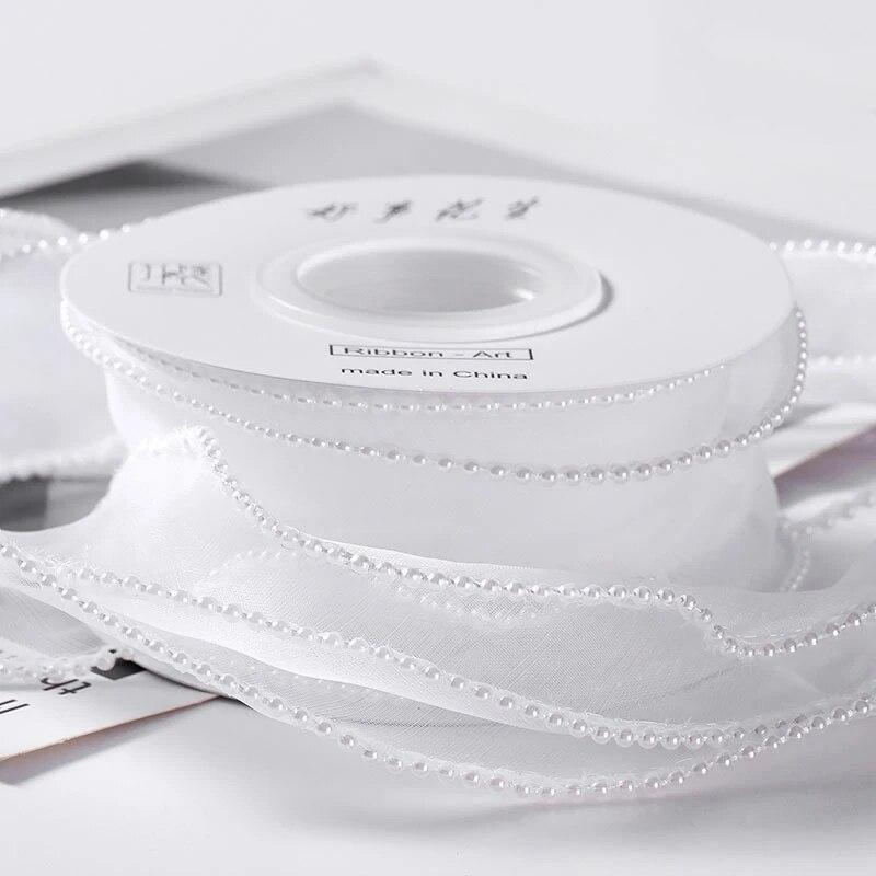 Лента из жемчужной пряжи шириной 4 см, букет цветов, подарочная упаковка, лента ручной работы с бантом, украшение на день рождения и свадьбу