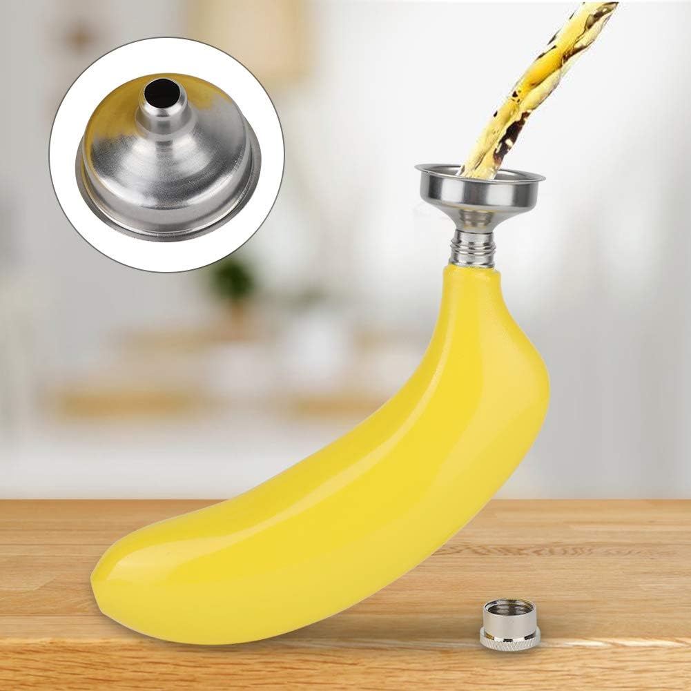 5Oz Banana Shaped 304 Stainless Steel Cup Outdoor Flask Stainless Steel Flask, with Bracket Hook and Funnel