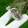 925 Silver Natural Turritella Agate Art Deco Vintage Birthday Pendant Jewelry