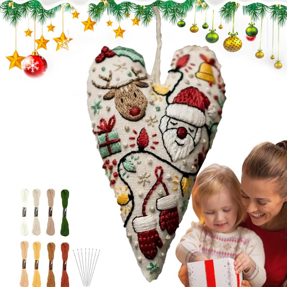 Набор для начинающих вышивальщиков Сердечко Рождественское украшение Научитесь вышивать Полный набор для искусства и рукоделия Для путешествий Проект Релаксация