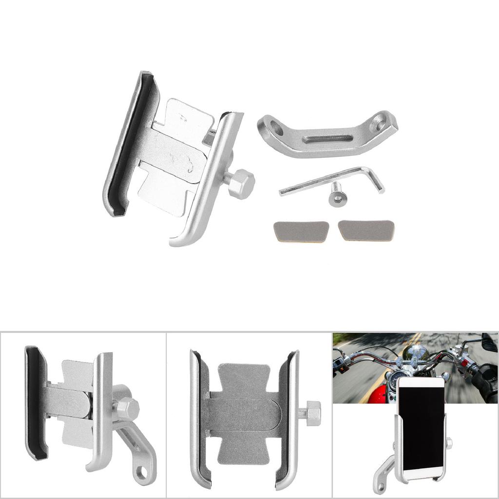 Universal Aluminum Alloy Motorcycle Phone Holder Stand Bracket Modification Parts(Silver)
