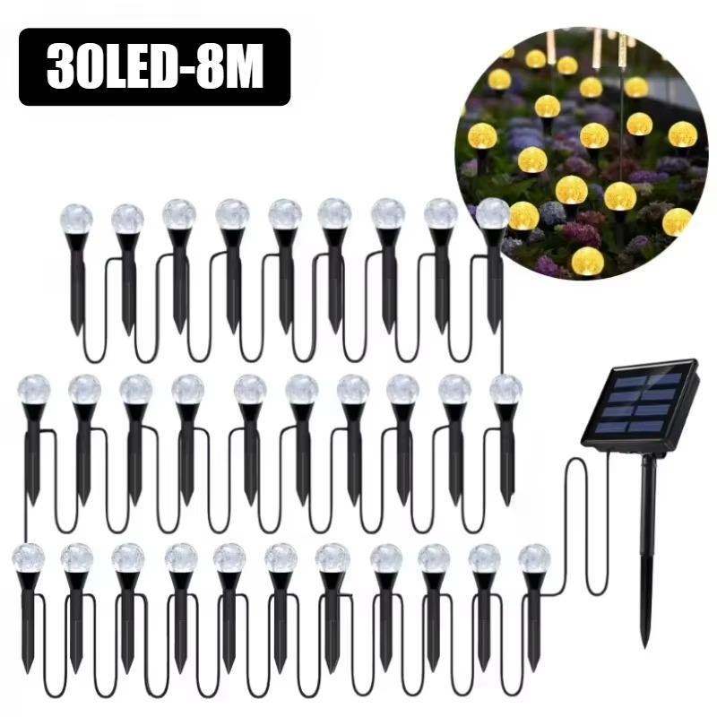 Солнечный пузырьковый газонный светильник 30 светодиодных дорожек, уличные водонепроницаемые ландшафтные светильники для сада, патио, лужайки, вечеринки