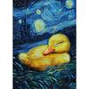 Starry Night Cute Animals Poster Cat Dog Axolotl Platypus Canvas  Abstract Wall Art Exhibition Living Room Home