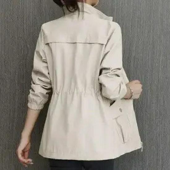 Women's Slimming Trench Coat with Stand Collar - 2024 Spring/Autumn Fashion