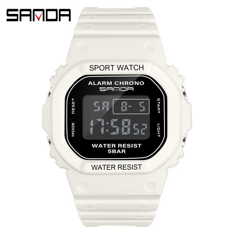 Sanda Multifunctional Waterproof Luminous Square Sport Watch - Fashionable Student Wristwatch