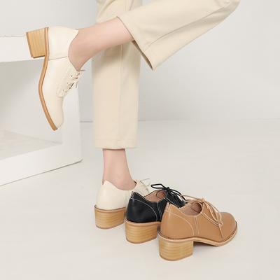 Ретро кожаные туфли на массивном каблуке в британском стиле, туфли-лодочки на высоком каблуке, повседневная обувь, модная универсальная женская обувь