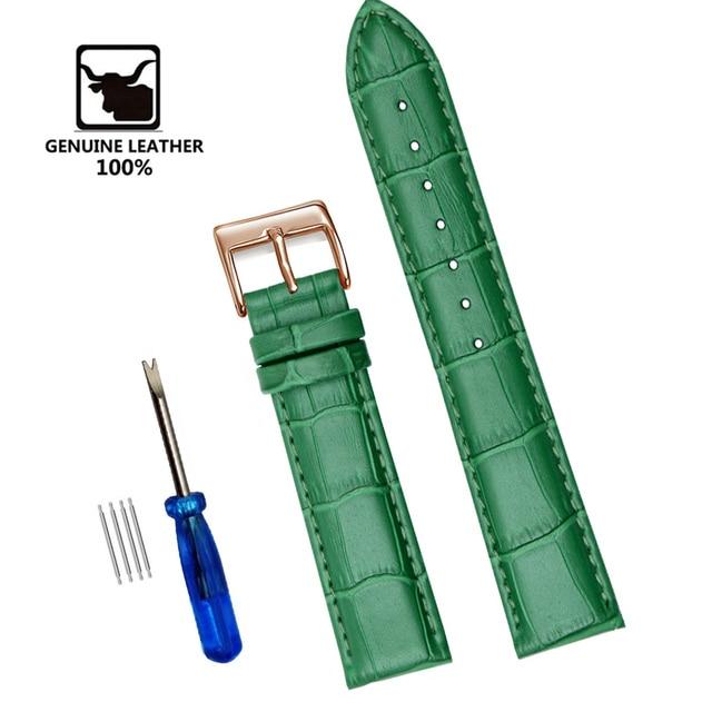 Genuine Leather Watchbands 12/14/16/18/20/22/24 Mm Watch Band Strap Steel Pin Buckle High Quality Wrist Belt Bracelet + Tool