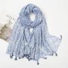 Fresh and Elegant Red Petal Mixed Printed Tassel Scarf for Women  Cotton and Linen Scarf for Travel Decorative Shawl