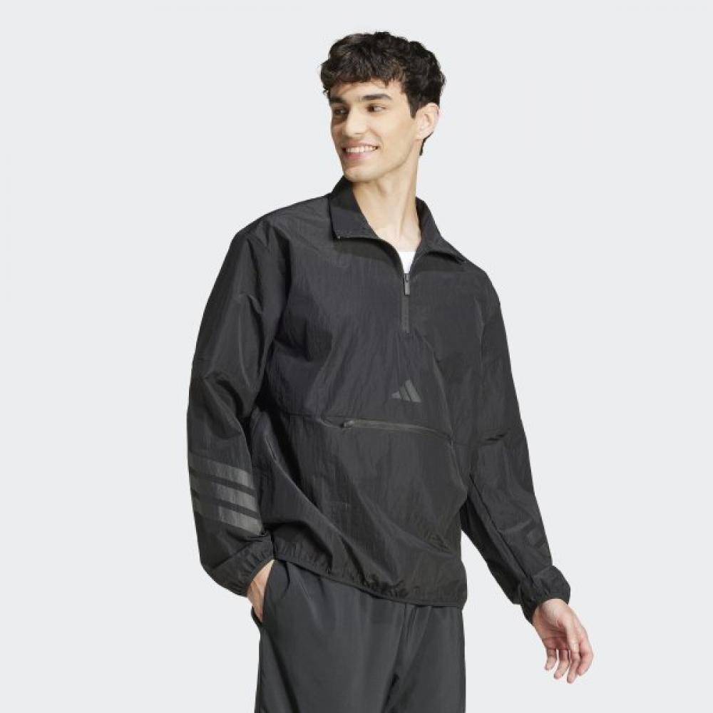 Adidas Мужская толстовка Future Icon 3S Woven Half Zip с капюшоном, ветровка, черная