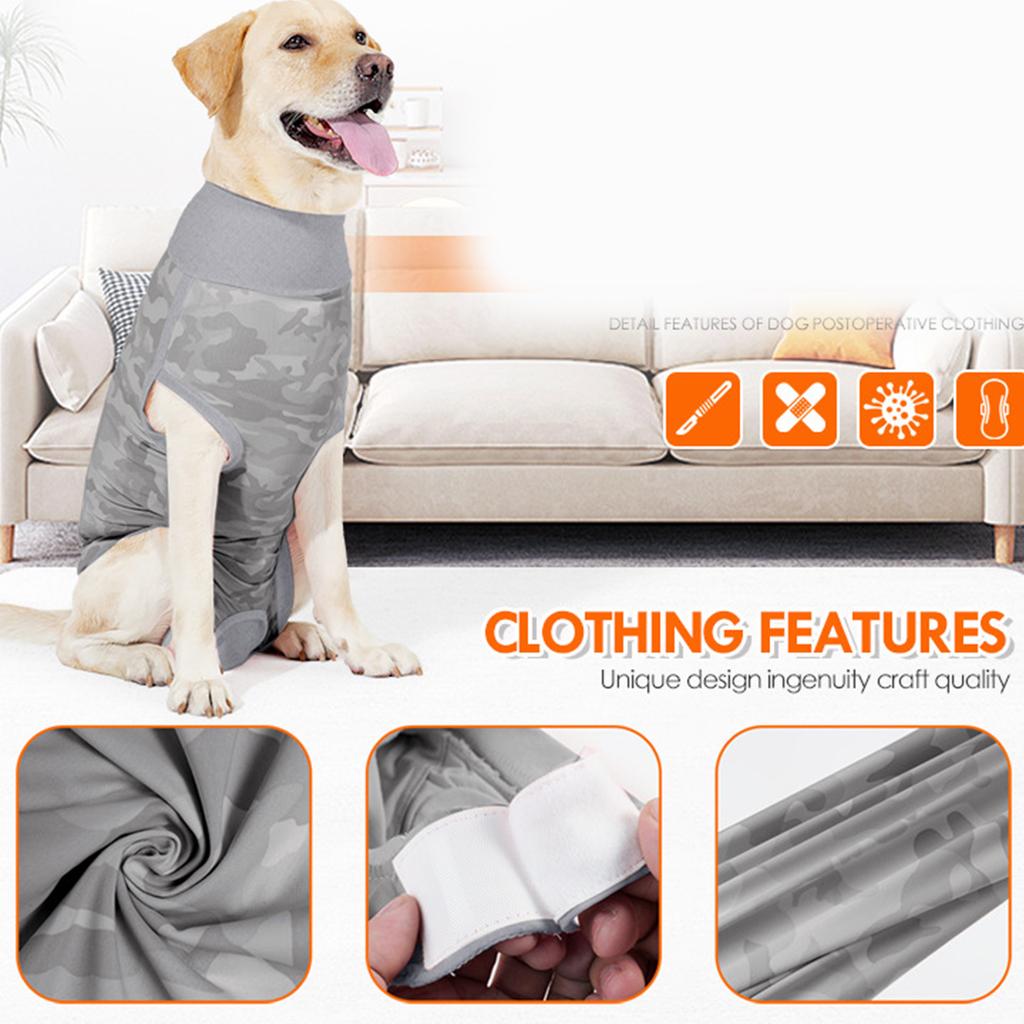 Костюм для восстановления после операции на собаке, защита от ран в брюшной полости, рубашка для прекращения лизания и стерилизации для собак мужского и женского пола после операции с застежкой-молнией