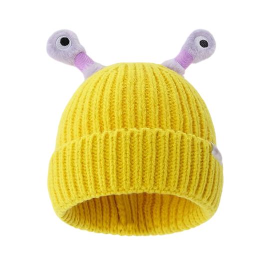 Cute Knitted Beanie Hat with Eyes Wear Resistant Solid Color LED Glowing Funny Cartoon Winter Warm Hat