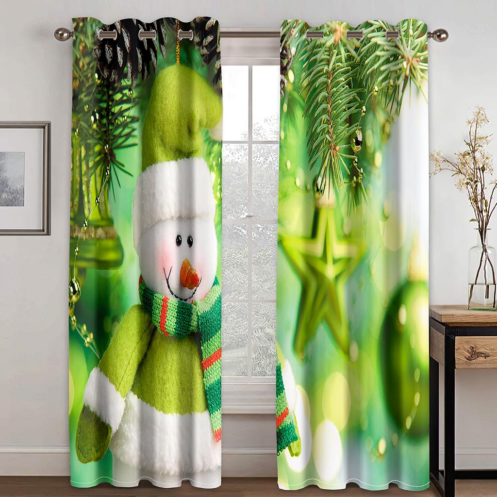 Рождественские украшения занавес 3D мультфильм Санта-Клаус Рождественская елка полиэстер ткань занавес снеговик узор праздничная атмосфера