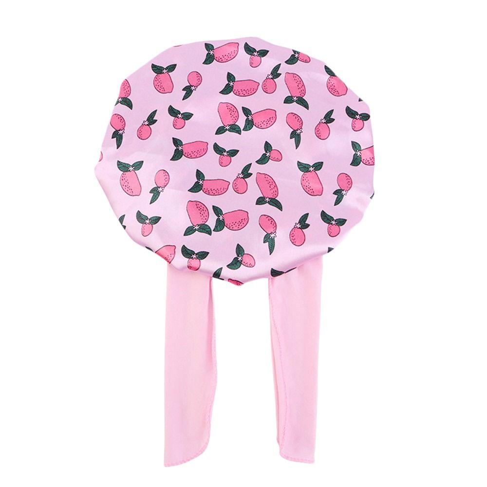 Boy Girls Flower Printed Silk Sleep Hat Shower Cap Satin Bonnet Hair Beanie
