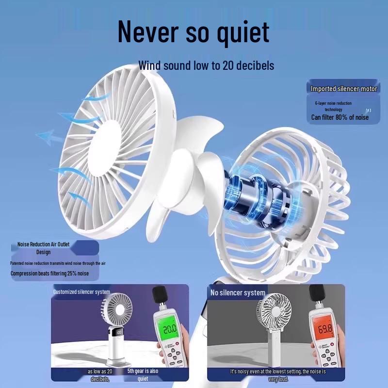 Portable Handheld Folding Fan - Rechargeable Mini Fan for Office & Classroom Desk