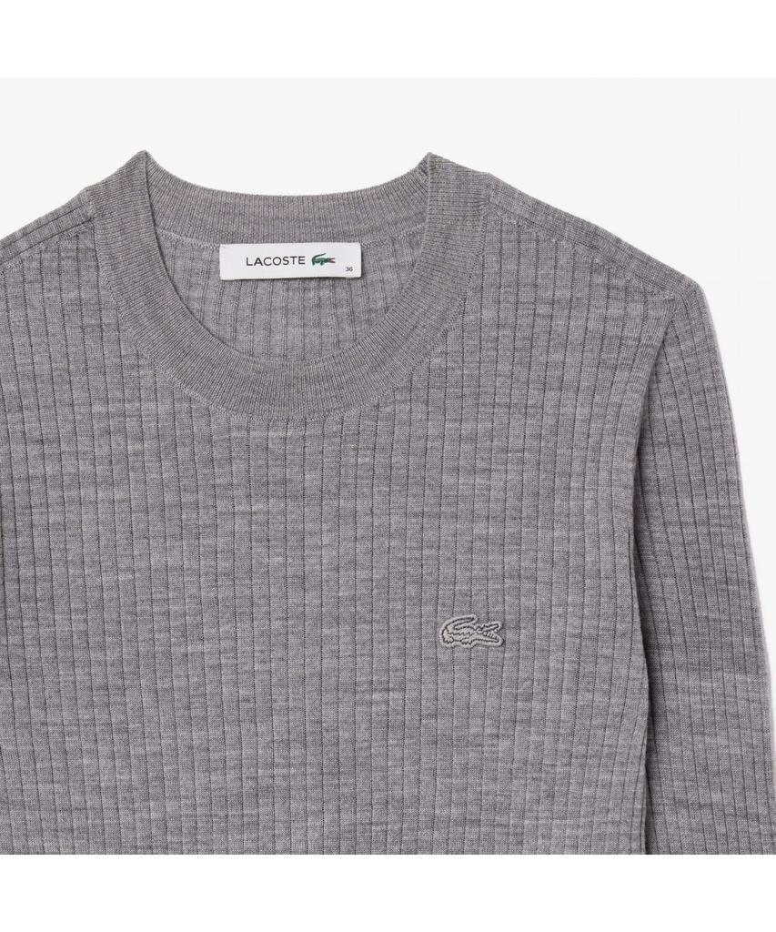 LACOSTE Women'S Slim Fit Rib Knit Crew Neck Sweater Af2576-54N Cca
