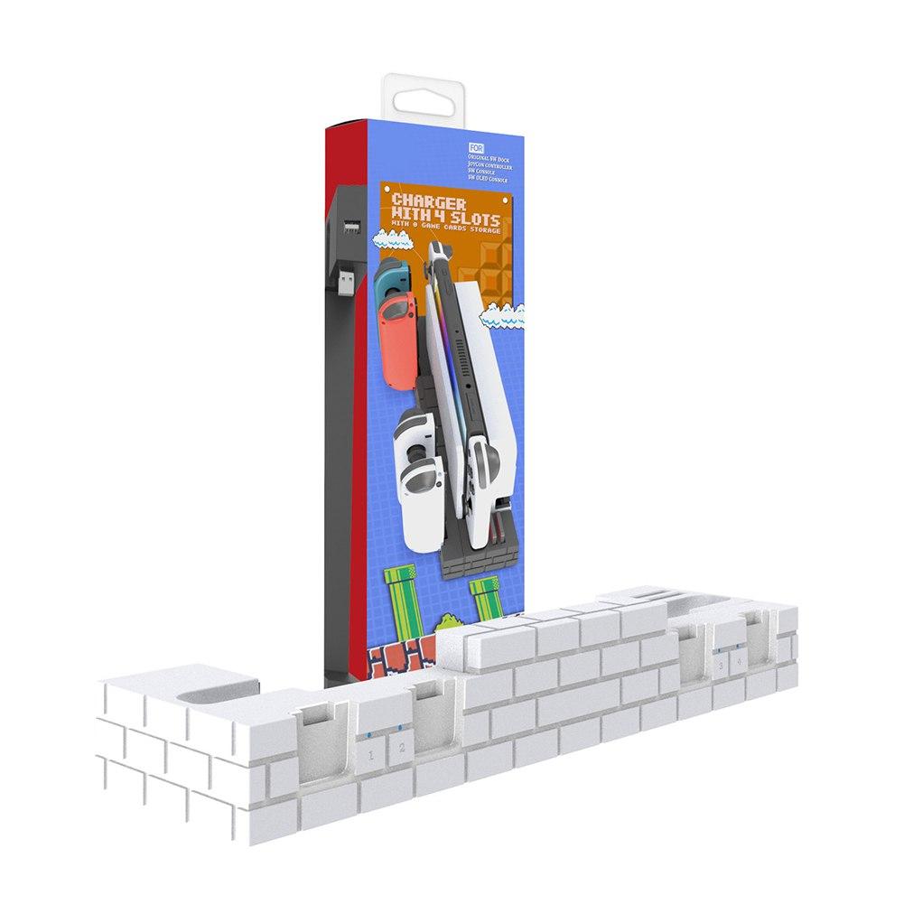 Зарядная док-станция контроллера Switch, совместимая с Nintendo Switch и моделями Joycon с OLED-дисплеем, модернизированная 8 игровыми хранилищами для Nintendo Switch Joycon