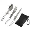 3 Pieces, 1 Set Portable Outdoor Camping Trip Picnic Foldable Stainless Steel Tableware Spoon Fork Knife Tableware Practical