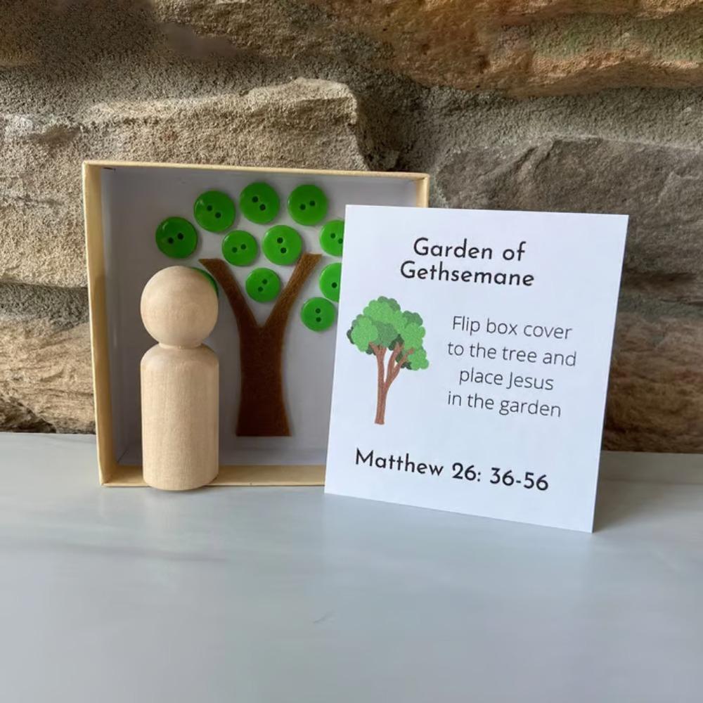 Multi-purpose DIY Easter Holy Week Box Mini with Storage Box Easter Resurrection Game Box Reusable Religious Ornament Kids