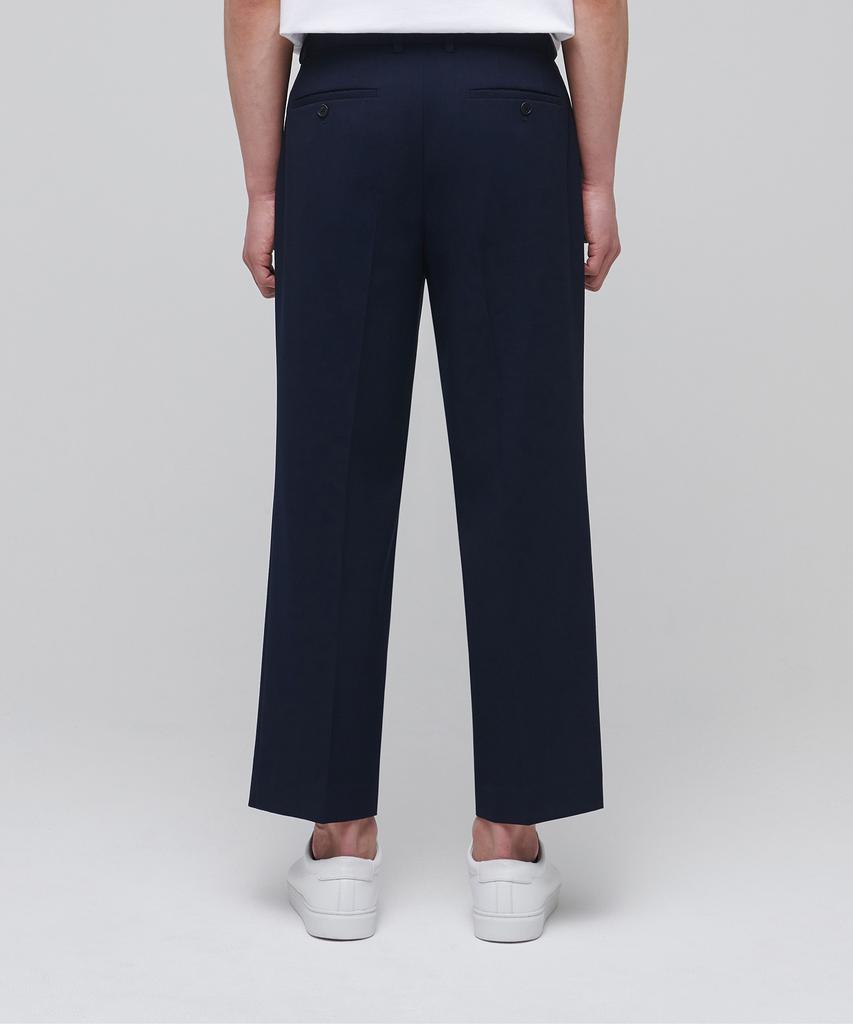 MUSINSA STANDARD Lightweight Wide Hidden Banding Crop Slacks [Navy]