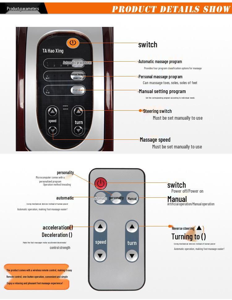 Многофункциональный электрический массажер для ног и икр с пультом и подогревом