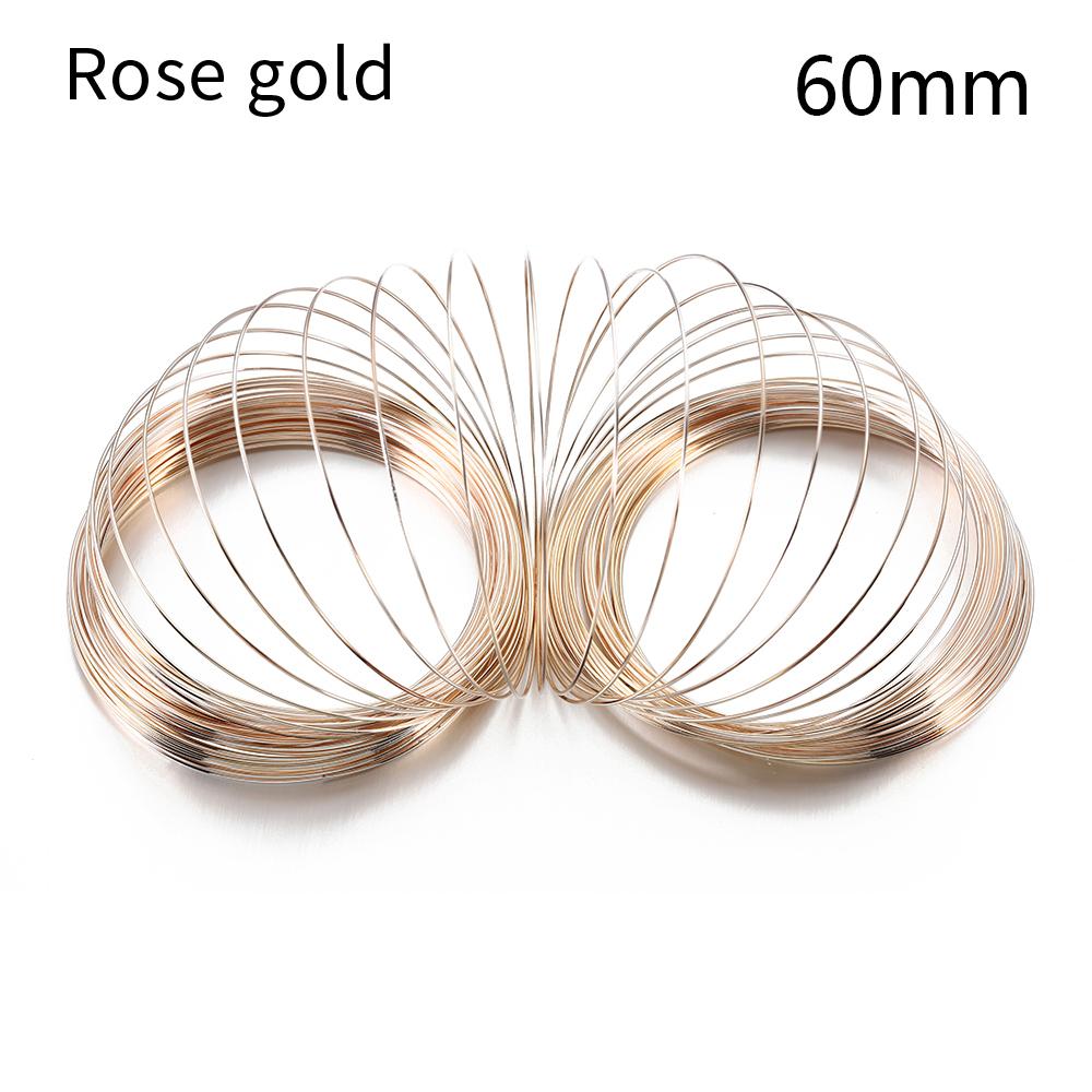 100 Loops Gold Steel Color Memory Wire 60mm Bracelet Bangle Loop 115mm Necklace Collar Hoop for Zircon Making DIY Accessories