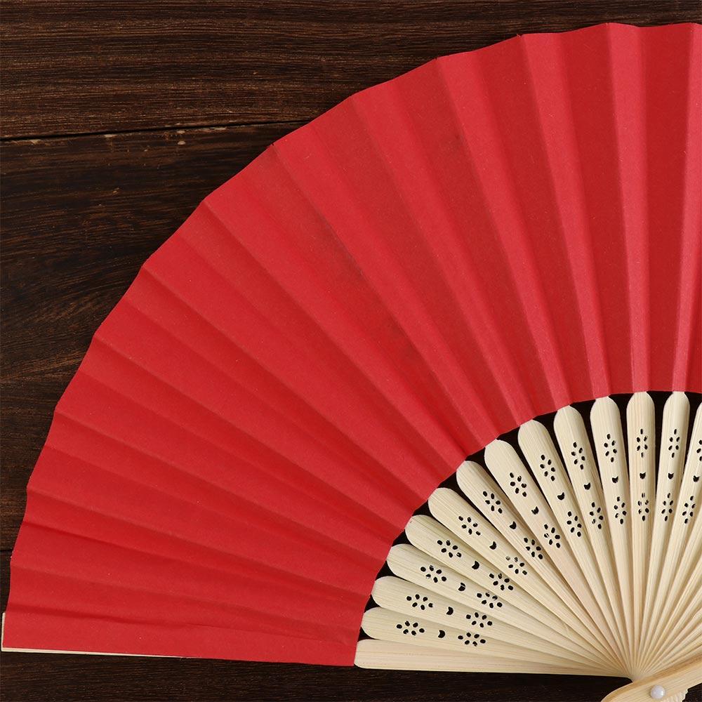 Wedding Chinese Style Party Solid Color Folding Paper Fan Photo Prop Tool Hand Held Fan Dance Fan