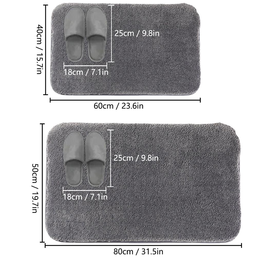 2pcs Ultra-soft Bathroom Absorbent Set Thick Furry Washbasin Floor Mat Shower Room Soft Mat Bathtub Mat Toilet Non-slip Foot Mat