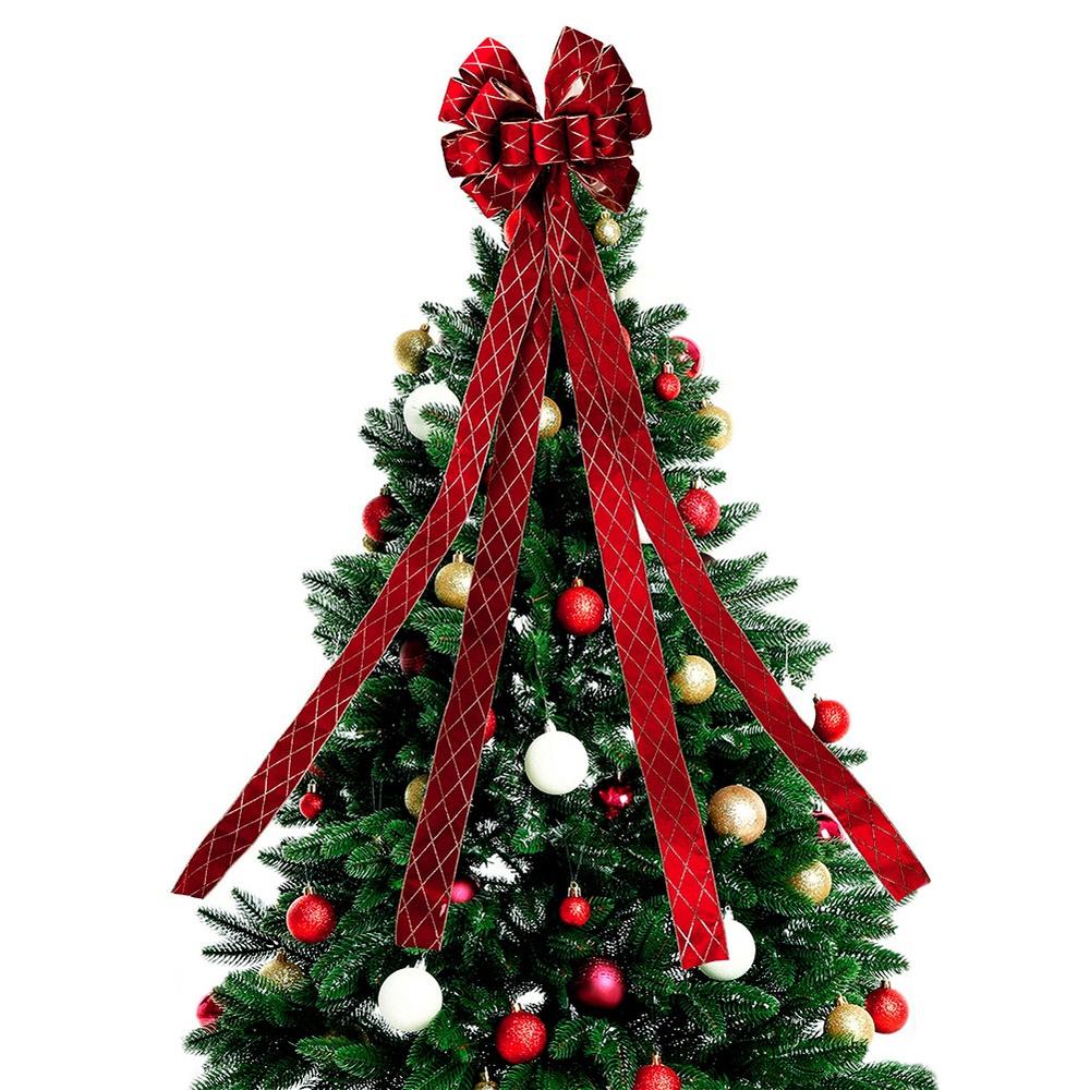 Red decorative bow for Christmas tree 130x33 cm