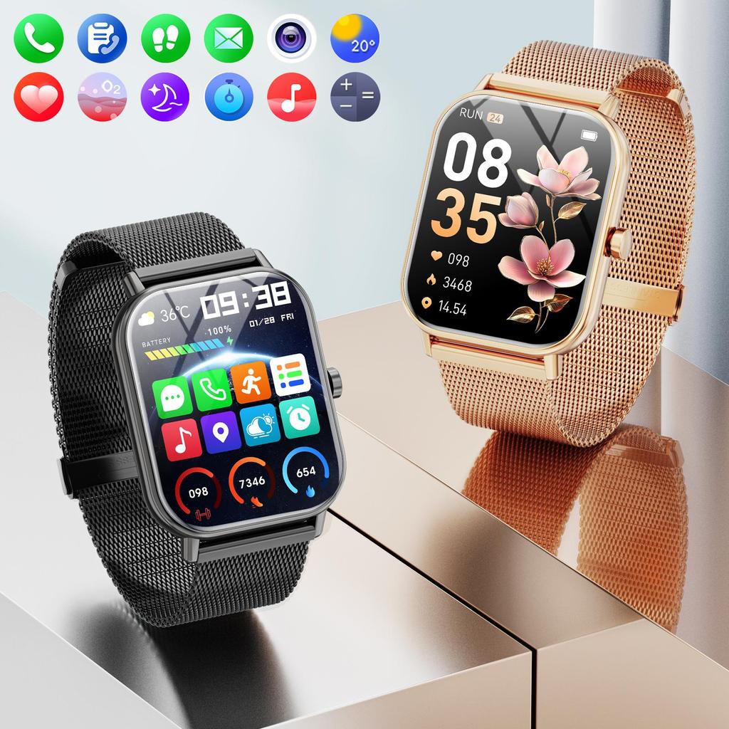 Умные часы, женские и мужские, фитнес-трекер с диагональю 1,85 дюйма, функцией ответа/вызова/напоминания о сообщениях, 100 спортивных режимов