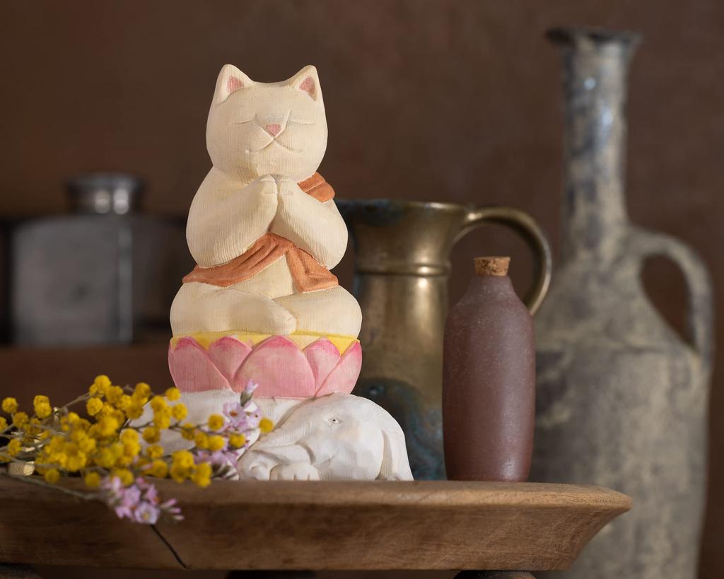 Кот Самантабхадра божество Годов Дракона и Смоделированный Буцуя Сакаи Зодиакальный хранитель манящая кошка статуэтка Будда, (Змея-хранитель) - -