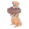 Dog Statue Bird Feeder Lifelike Decorative Ornament Resin Sculpture Bird Bath Bowl for Garden