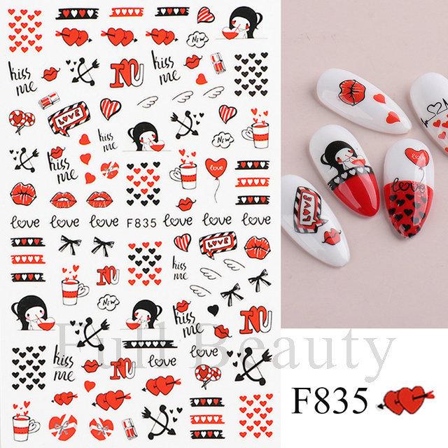 Nail Art Stickers, Romantic Valentine'S Day Love Cartoon Panda Love Adhesive Nail Stickers