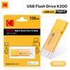 Kodak USB 3.2 флеш-накопитель K200 с двойным интерфейсом Type‑C и USB‑A, OTG, с матовым покрытием, 32 ГБ/64 ГБ/128 ГБ/256 ГБ для ПК, телефона, планшета, автомобиля