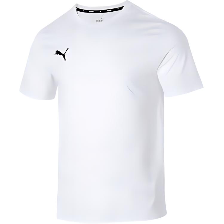 Puma Logo Embroidered Fitness Training Crew Neck Short Sleeve T-Shirt Men Tops White 658615-04