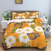 Покрывало на двуспальную кровать Daisy King Flowers Butterfly Постельный комплект для детей, подростков, взрослых Белая цветочная тема 2/3 предмета Полиэстеровый пододеяльник