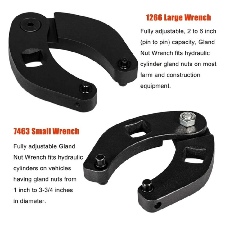 1266 7463 Регулируемый гаечный ключ Ключ для сальниковой гайки Инструмент Снятие сальниковых гаек для ремонта гидравлических цилиндров Аксессуары